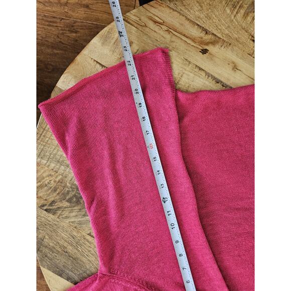 Eileen Fisher 100% Linen Drape Front Open Cardigan Sweater Women's Size L Pink - Picture 9 of 9